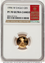 1996-W Proof Gold Eagle 1/10 oz Red Book NGC PF70
