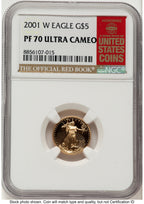2001-W Proof Gold Eagle 1/10 oz Red Book NGC PF70