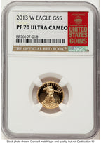 2013-W Proof Gold Eagle 1/10 oz Red Book NGC PF70