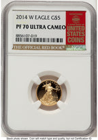 2014-W Proof Gold Eagle 1/10 oz Red Book NGC PF70