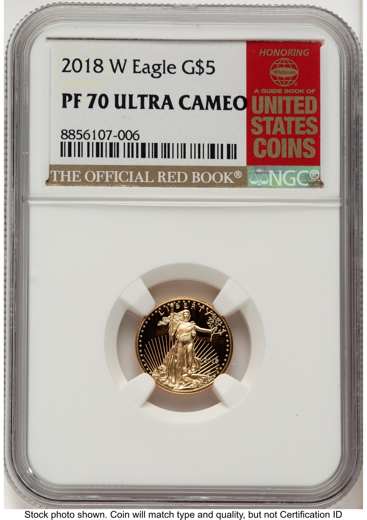 2018-W Proof Gold Eagle 1/10 oz Red Book NGC PF70