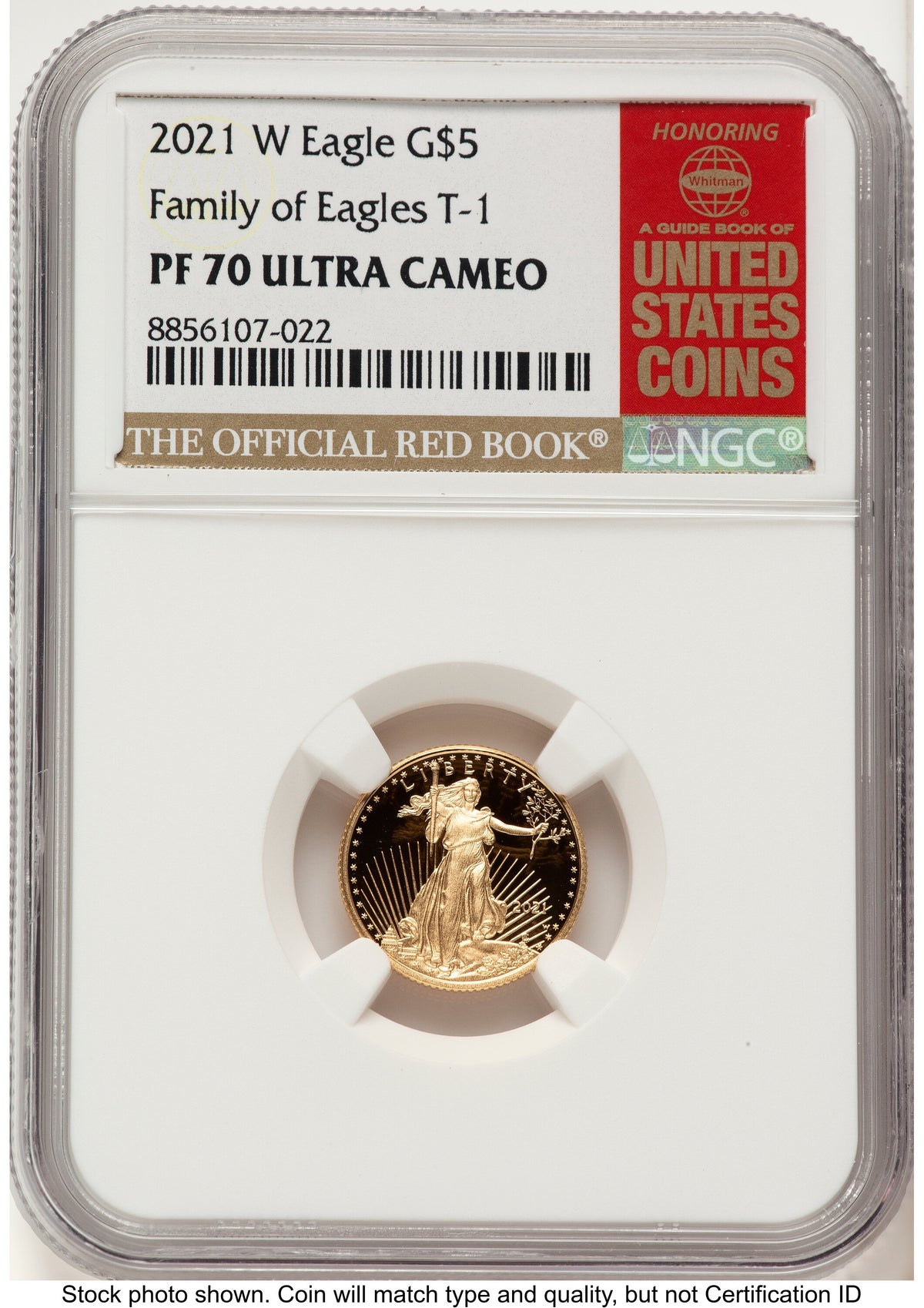 2021-W Type 1 Proof Gold Eagle 1/10 oz Red Book NGC PF70