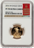 2016-W Proof Gold Eagle 1/4 oz Red Book NGC PF70