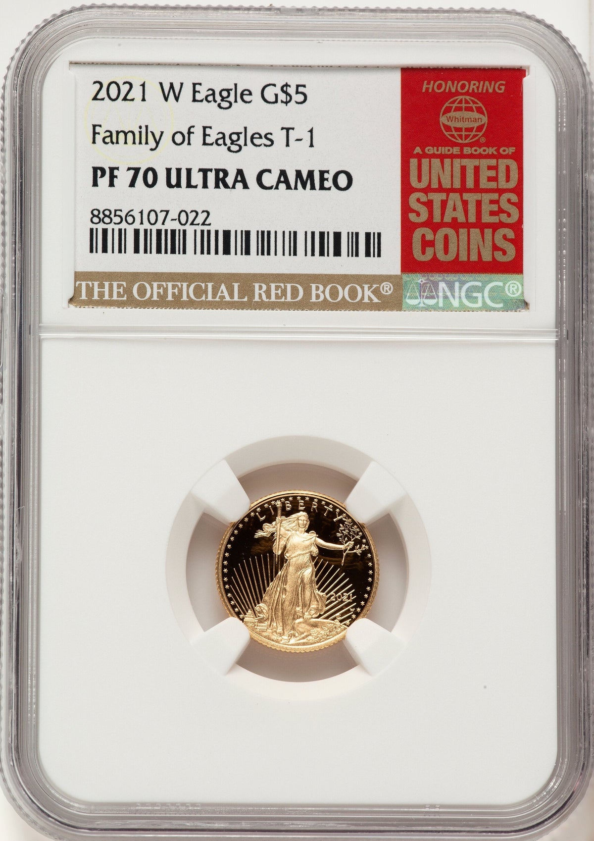 2021-W Type 1 Proof Gold Eagle 1/10 oz Red Book NGC PF70