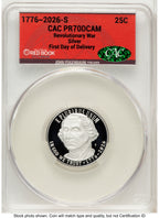 2026-S Semiquincentennial Revolutionary War Quarter 25C First Day of Delivery Red Book CACG PR70