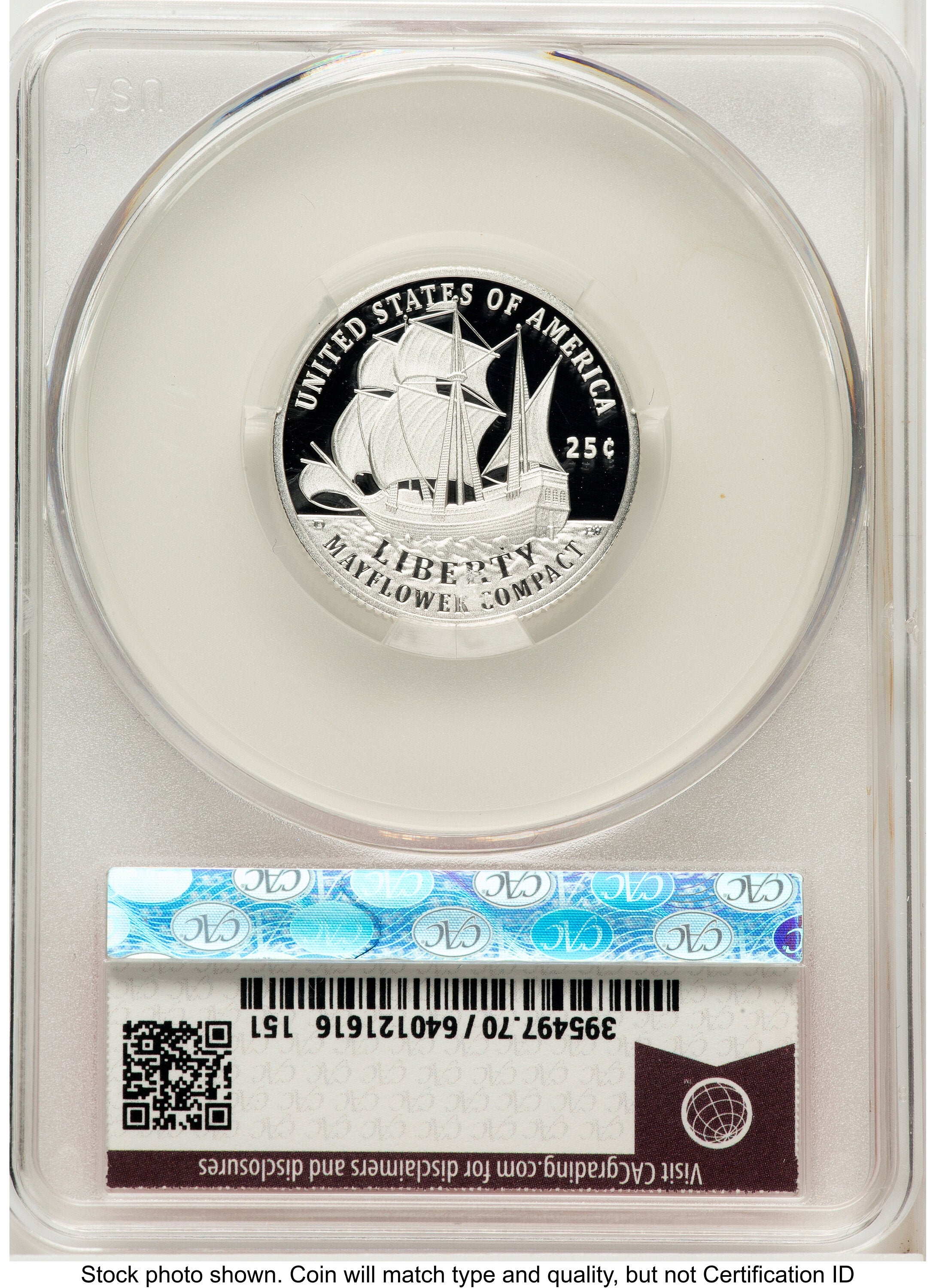 2026-S Semiquincentennial Mayflower Compact Quarter 25C First Day of Delivery Red Book CACG PR70