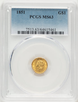 1851 G$1 Gold Dollar PCGS MS63
