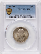 1932-D 25C Washington Quarter PCGS MS64