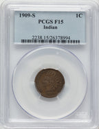 1909-S 1C Indian BN Indian Cent PCGS 15