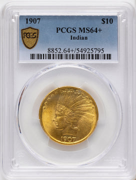 1907 $10 No Motto Indian Eagle PCGS MS64+