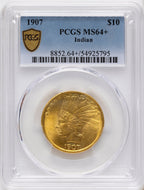 1907 $10 No Motto Indian Eagle PCGS MS64+