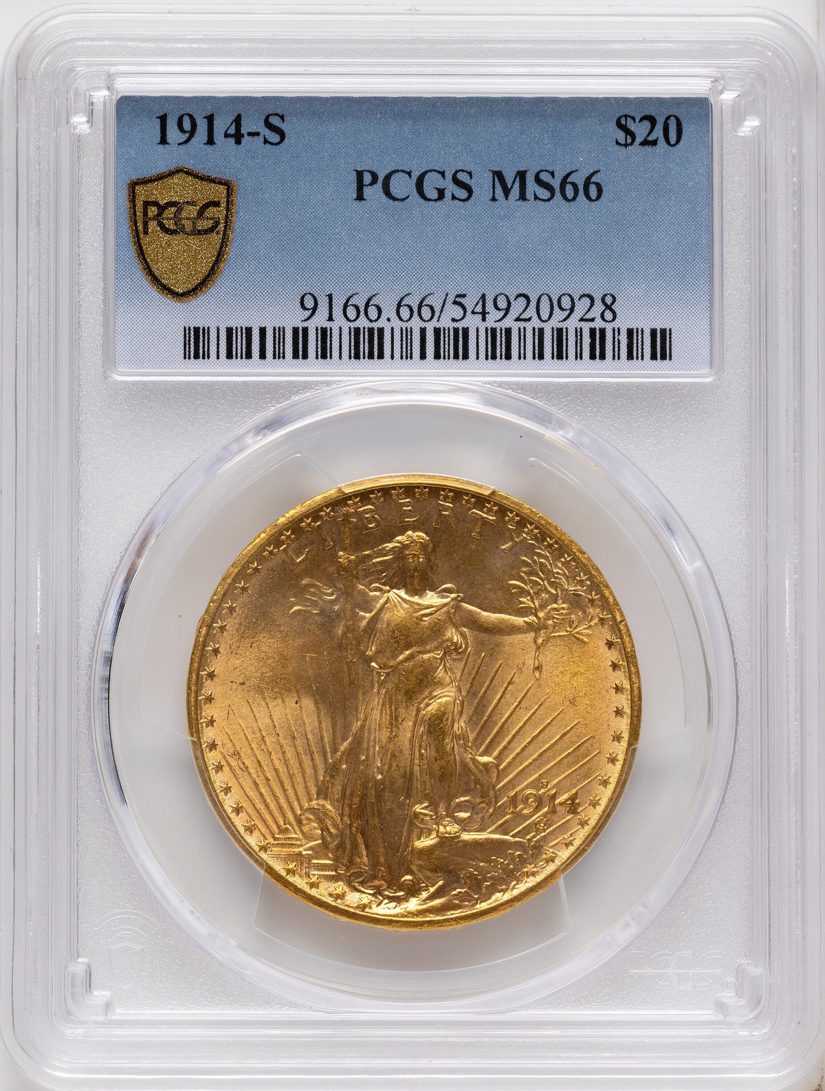 1914-S $20 Saint-Gaudens Double Eagle PCGS MS66