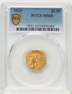 1929 $2.50 Indian Quarter Eagle PCGS MS65