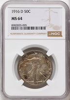 1916-D 50C Walking Liberty Half Dollar NGC MS64