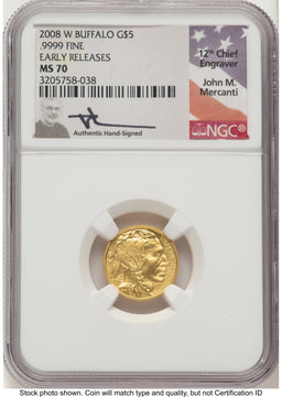 2008-W Burnished Gold Buffalo 1.85 oz ER John NGC MS70 Mercanti