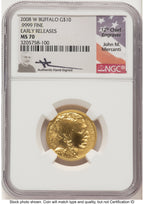 2008-W Burnished Gold Buffalo 1.85 oz ER John NGC MS70 Mercanti