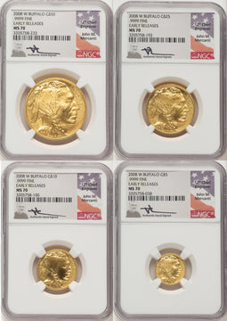 2008-W Burnished Gold Buffalo 1.85 oz ER John NGC MS70 Mercanti