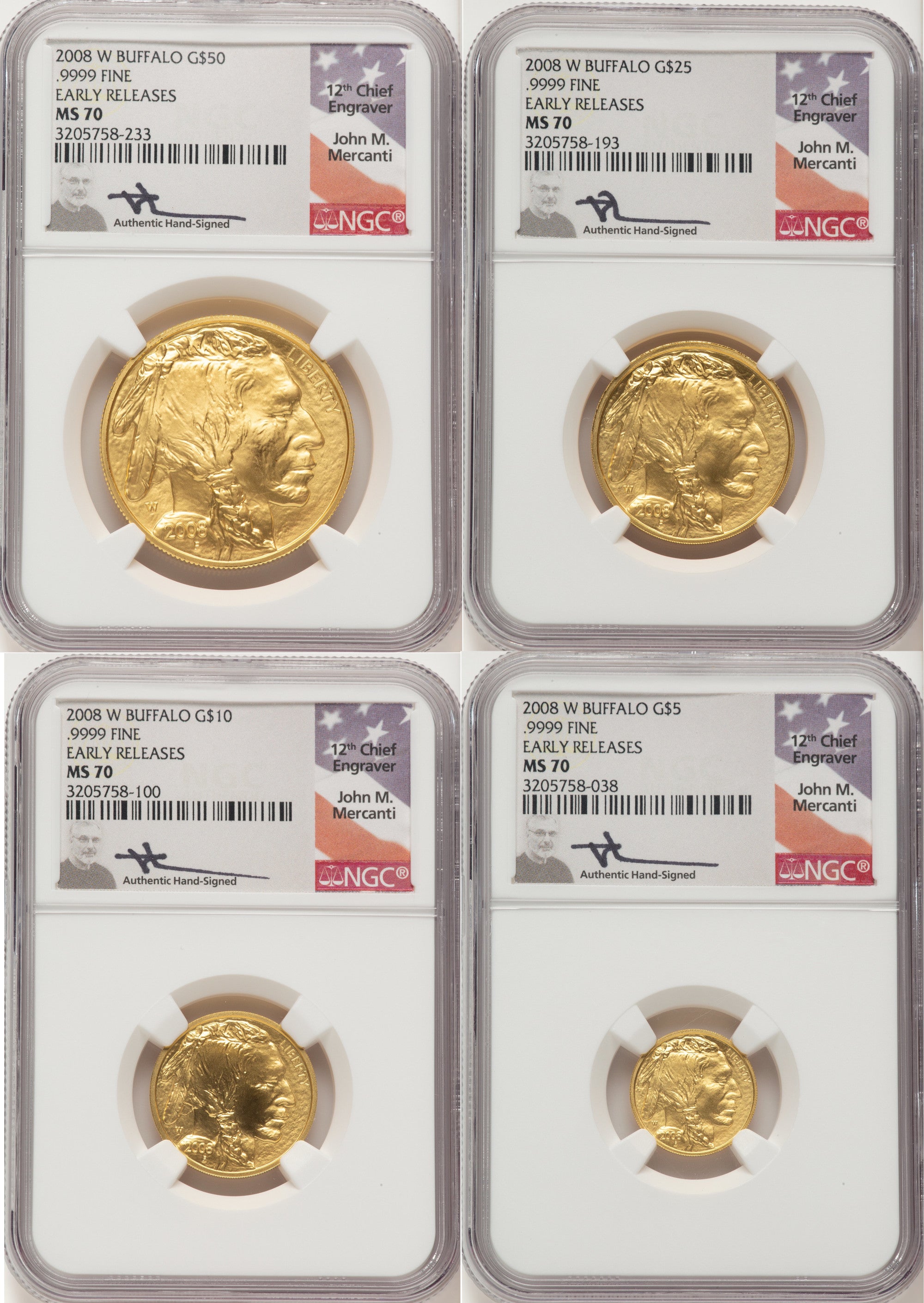 2008-W Burnished Gold Buffalo 1.85 oz ER John NGC MS70 Mercanti