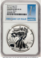 2019-S Enhanced Reverse Proof Silver Eagle 1 oz FDI 1ST NGC PF70