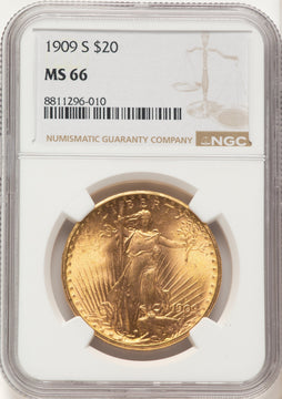 1909-S $20 Saint-Gaudens Double Eagle NGC MS66