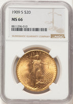 1909-S $20 Saint-Gaudens Double Eagle NGC MS66