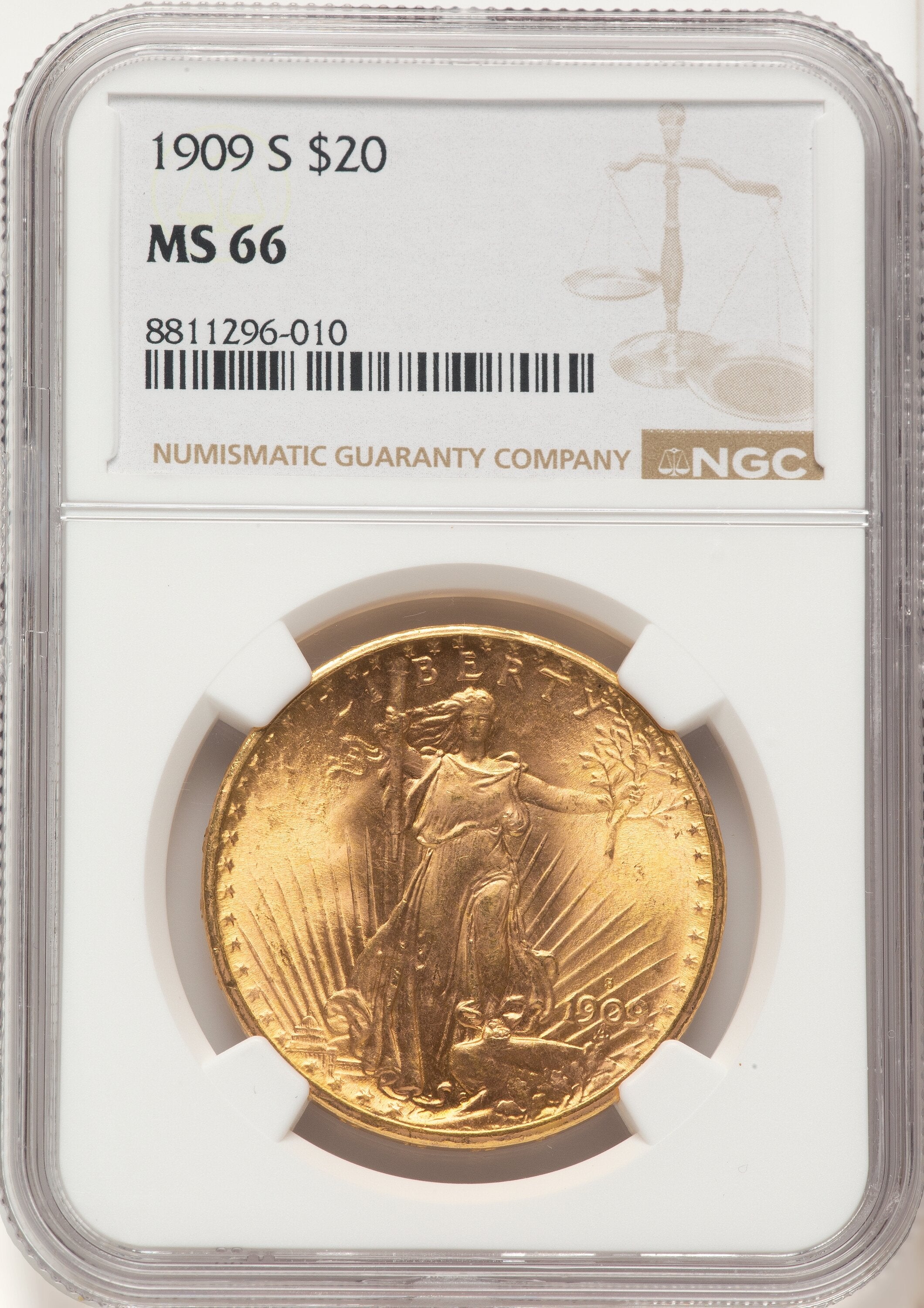 1909-S $20 Saint-Gaudens Double Eagle NGC MS66