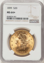 1899 $20 Liberty Double Eagle NGC MS64+