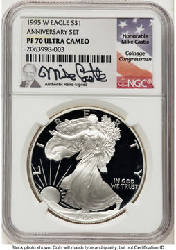 1995-W Proof Silver Eagle 1 oz Mike Castle NGC PF70