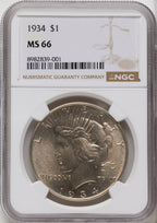 1934 Peace Dollar NGC MS66