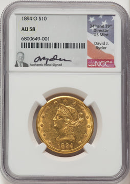 1894-O $10 Liberty Eagle NGC AU58