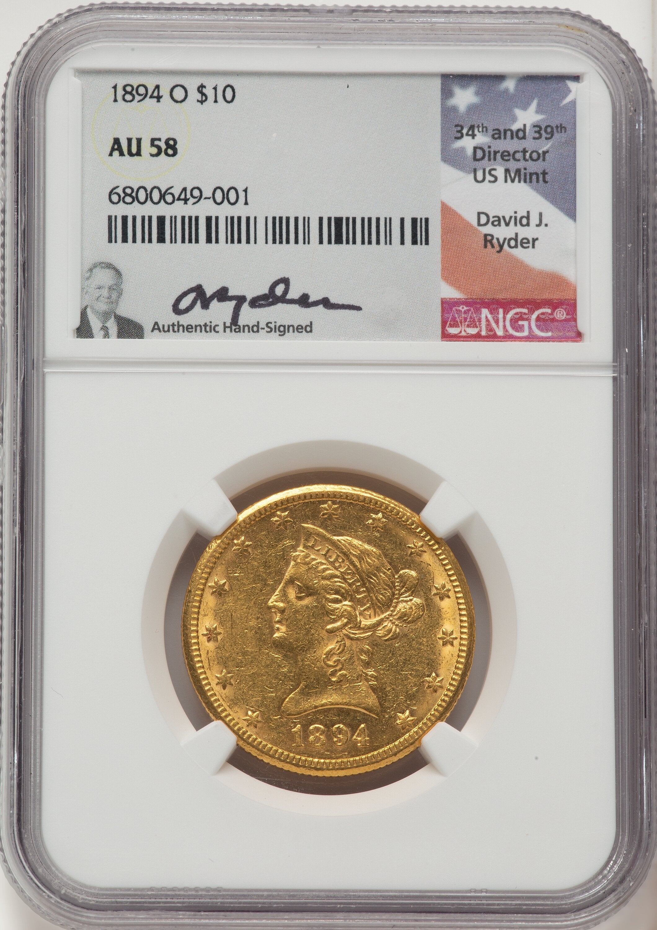 1894-O $10 Liberty Eagle NGC AU58