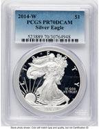 2014-W Proof Silver Eagle 1 oz Blue Gradient PCGS PR70