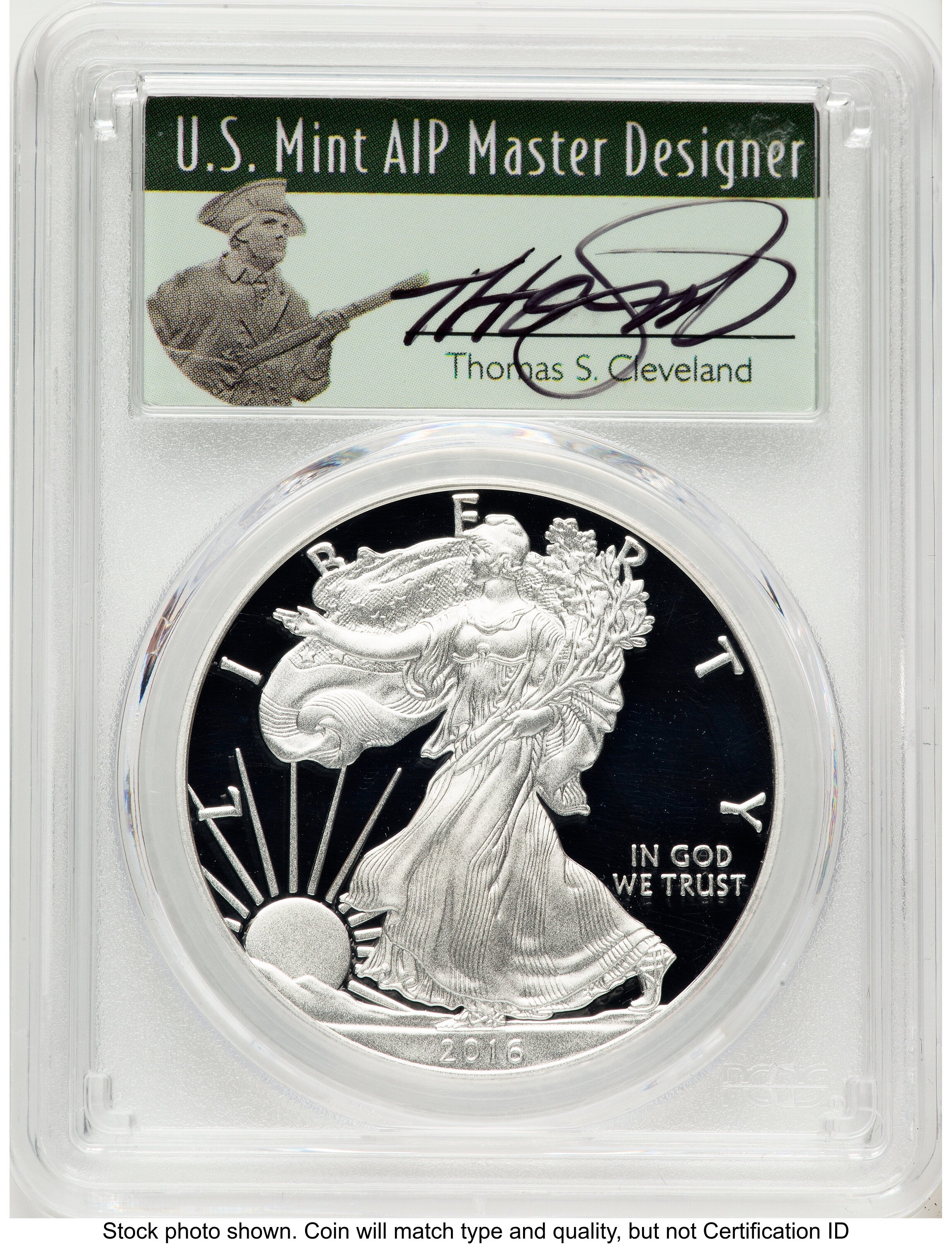 2016-W Proof Silver Eagle 1 oz WP Mint Hoard Thomas Cleveland Minuteman PCGS PR70