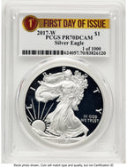 2017-W Proof Silver Eagle 1 oz FDI 1ST PCGS PR70