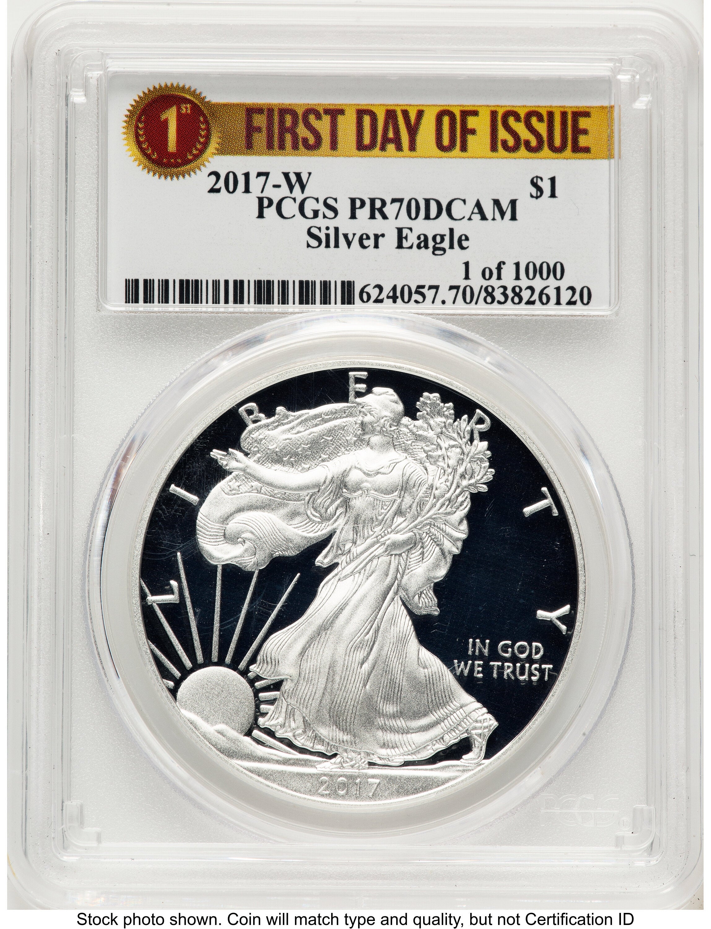 2017-W Proof Silver Eagle 1 oz FDI 1ST PCGS PR70