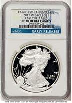 2011-W Proof Silver Eagle 1 oz ER Blue NGC PF70