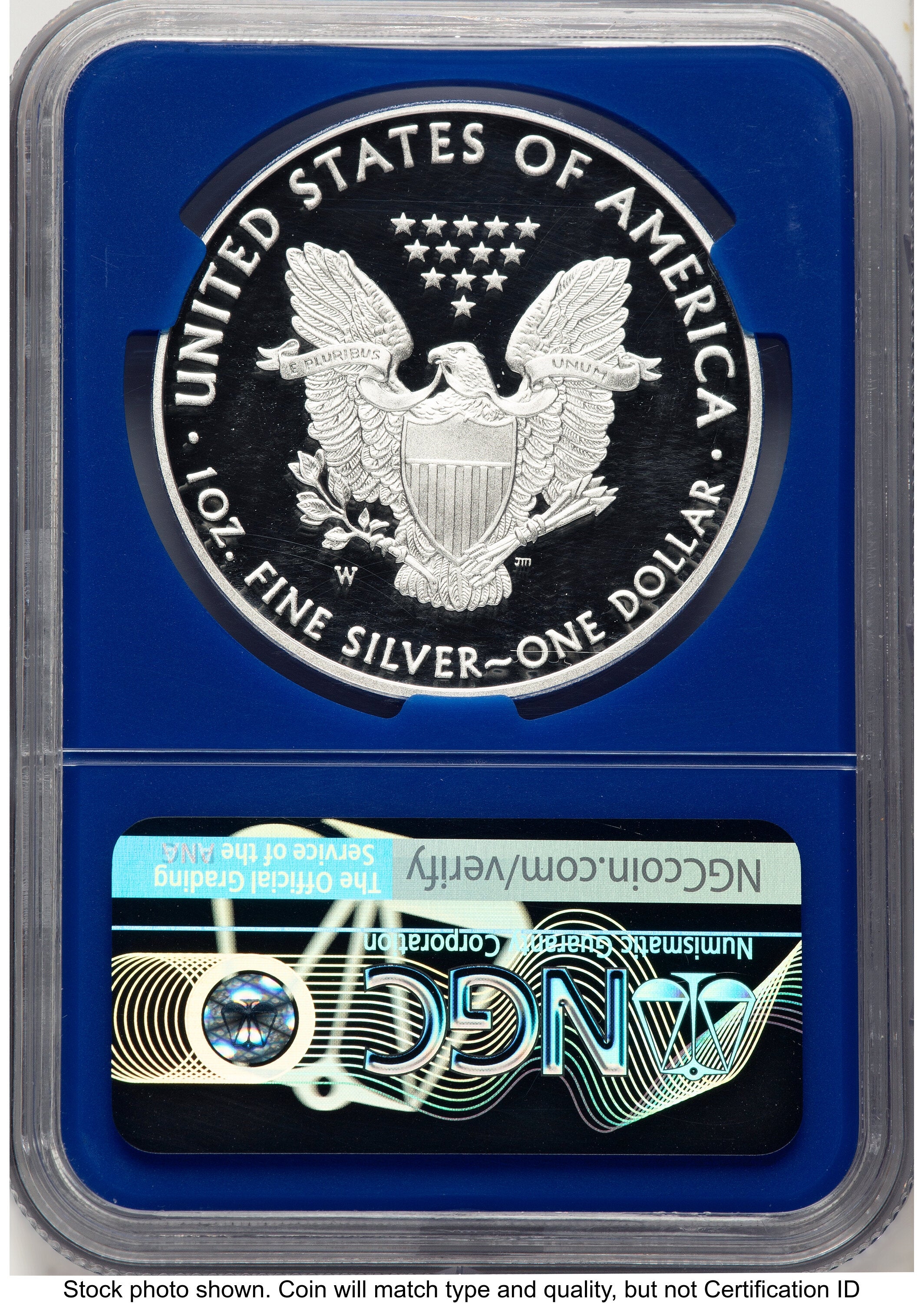2016-W Proof Silver Eagle 1 oz Brown Label Blue Core NGC PF70