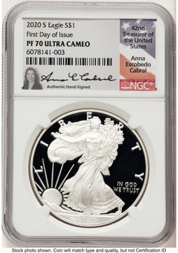 2020-S Proof Silver Eagle 1 oz FDI Anna Cabral NGC PF70