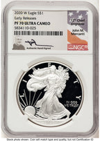 2020-W Proof Silver Eagle 1 oz ER John NGC PF70 Mercanti