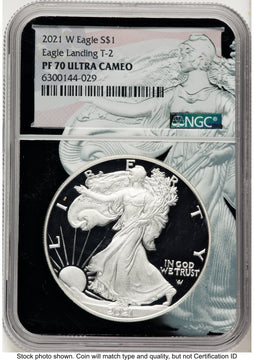 2021-W TY2 Proof Silver Eagle 1 oz Black Silver Eagle Core Overlay/Label NGC PF70