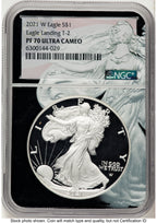 2021-W TY2 Proof Silver Eagle 1 oz Black Silver Eagle Core Overlay/Label NGC PF70