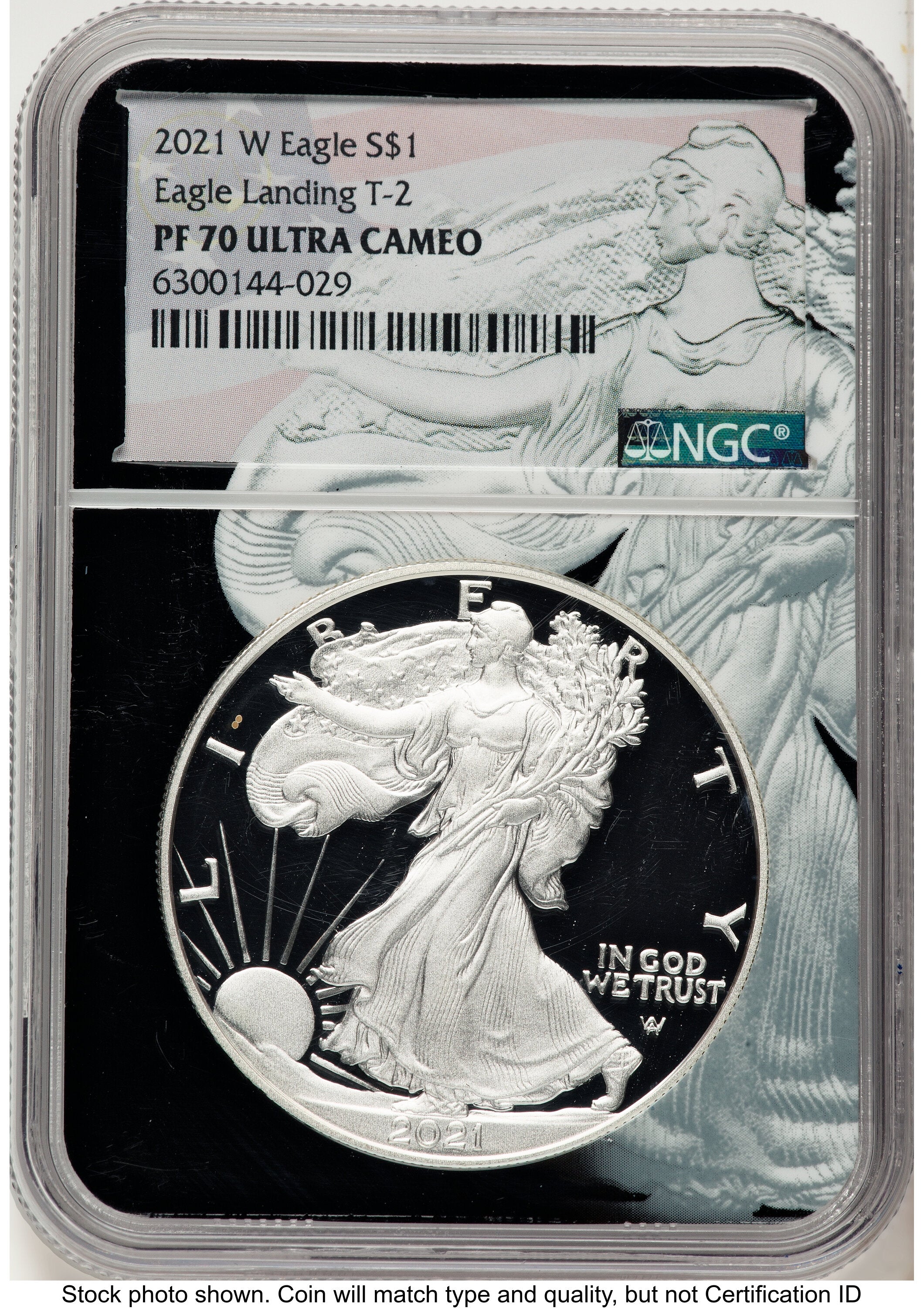 2021-W TY2 Proof Silver Eagle 1 oz Black Silver Eagle Core Overlay/Label NGC PF70