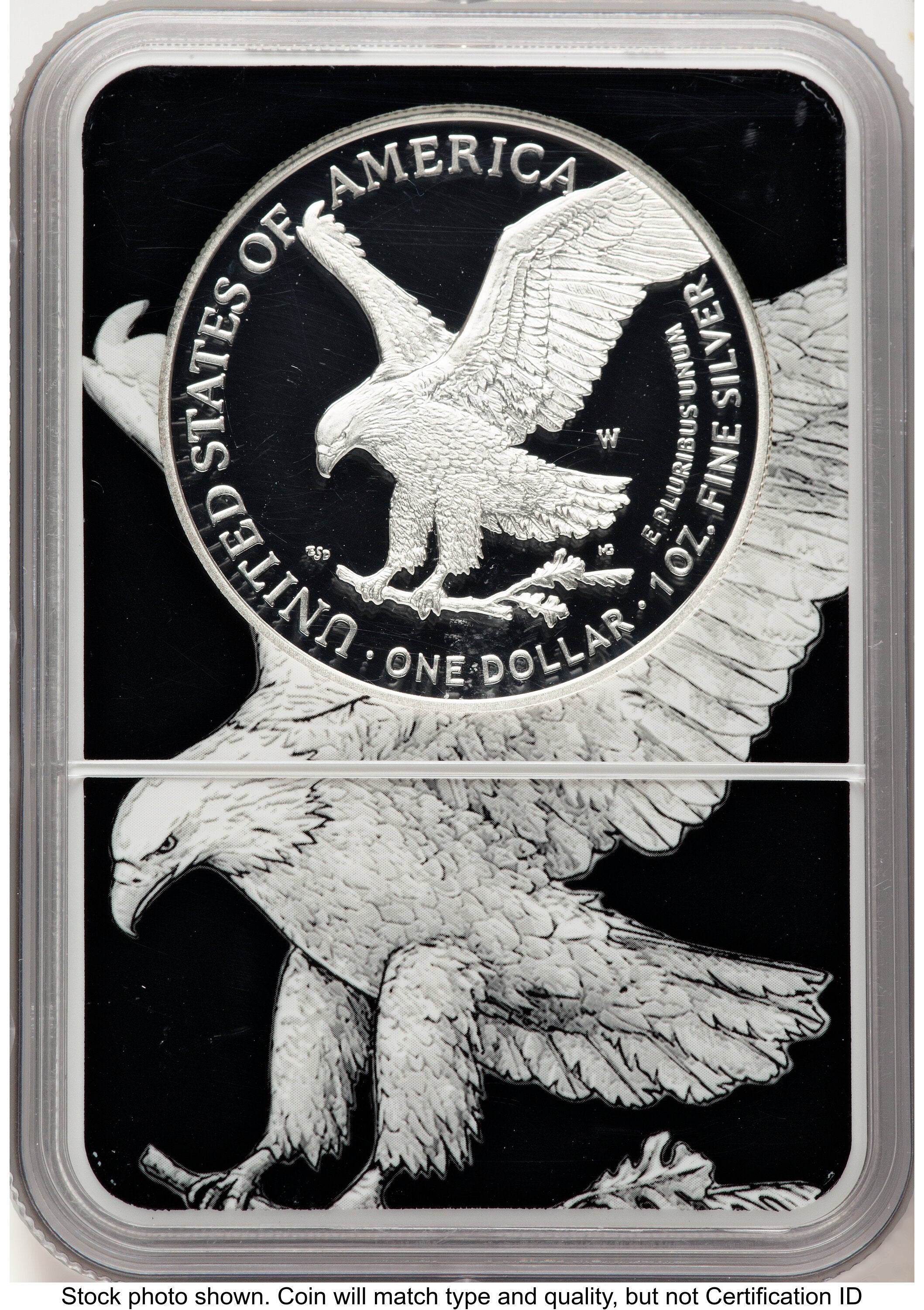 2021-W TY2 Proof Silver Eagle 1 oz Black Silver Eagle Core Overlay/Label NGC PF70