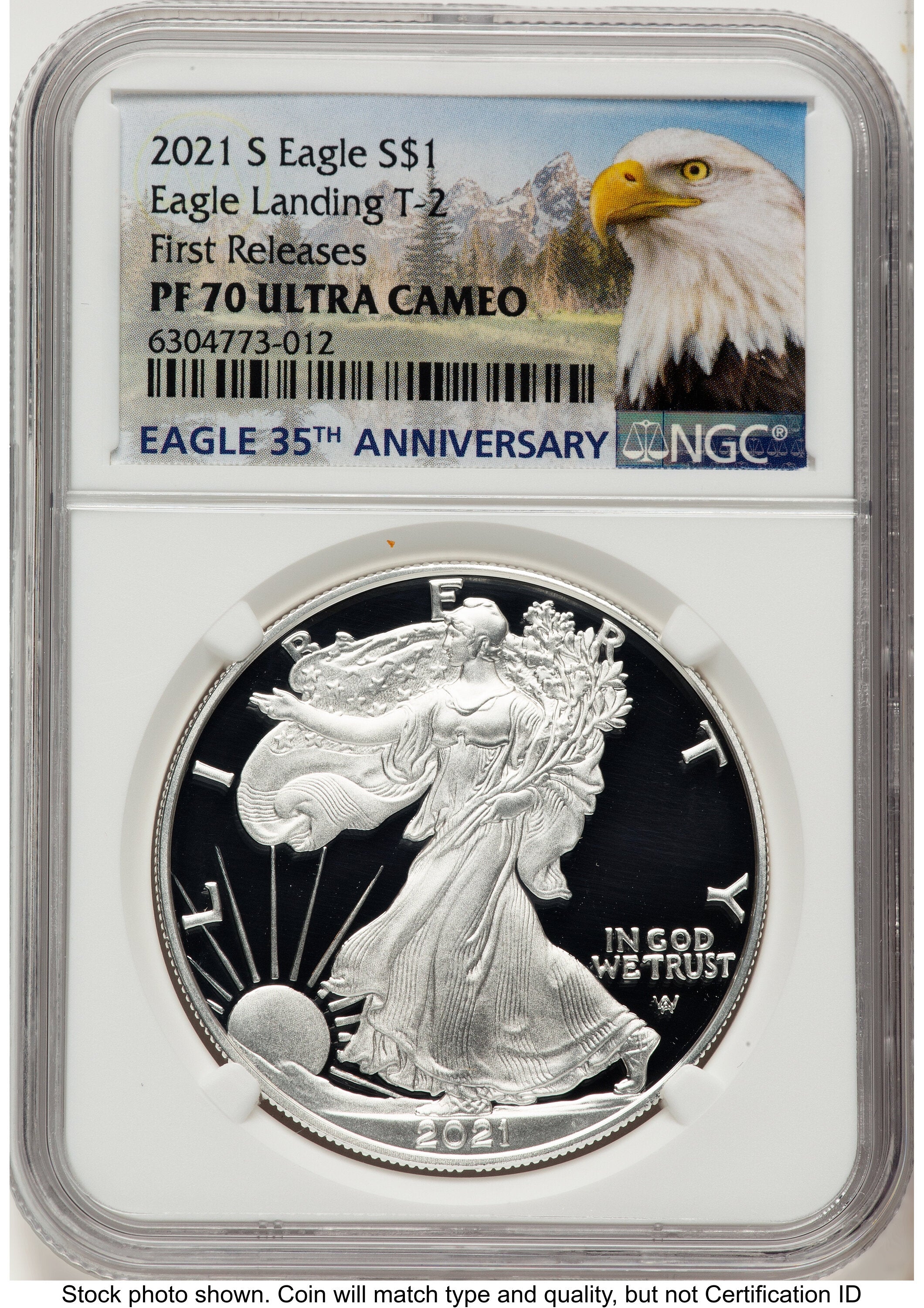 2021-S TY2 Proof Silver Eagle 1 oz FR Eagle Mountain Label NGC PF70