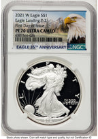2021-W TY2 Proof Silver Eagle 1 oz FDI Eagle Mountain Label NGC PF70
