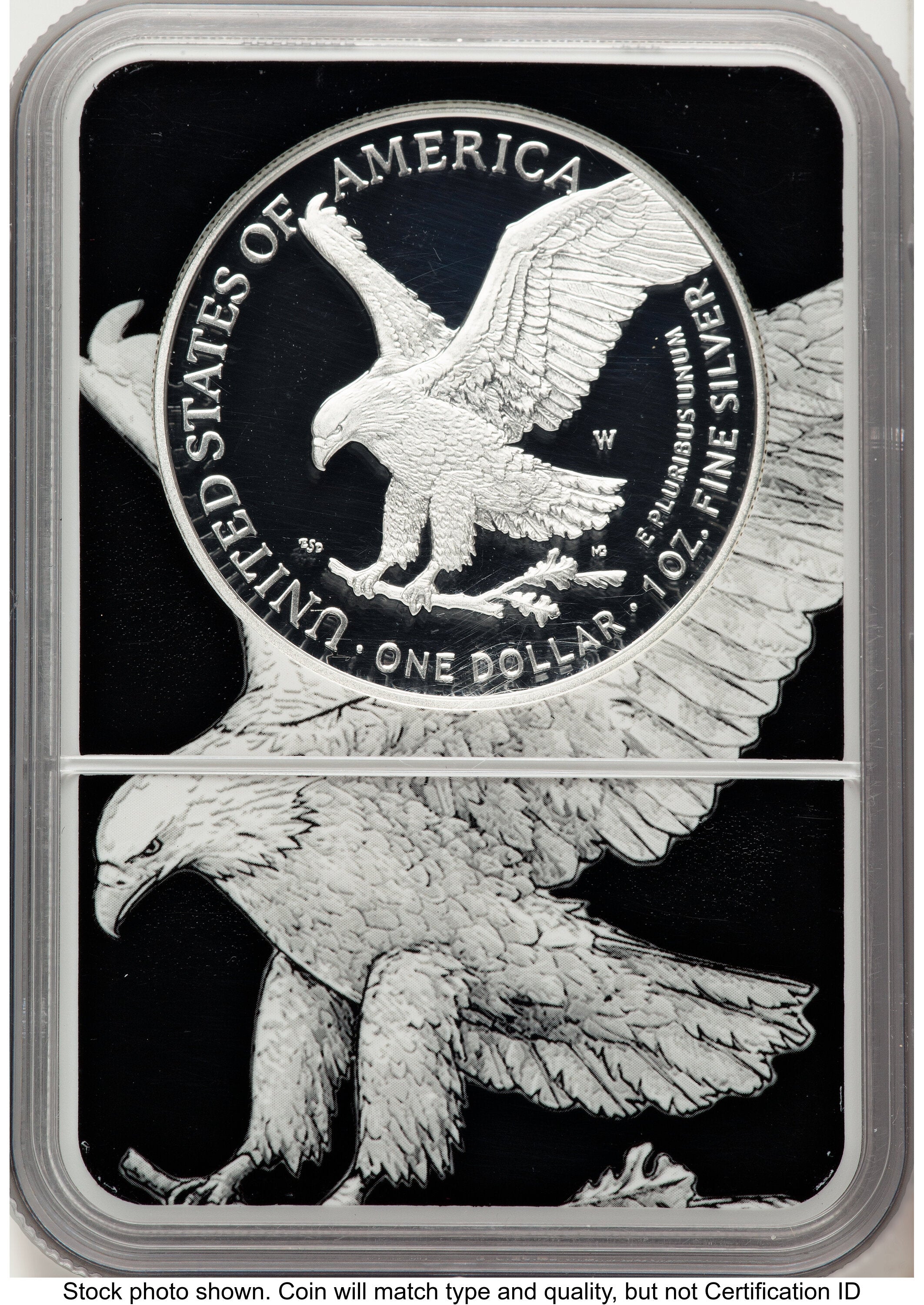 2021-S TY2 Proof Silver Eagle 1 oz Black Silver Eagle Core Overlay/Label NGC PF70