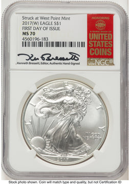 2017-(W) Silver Eagle FDI Kenneth Bressett Red Book NGC MS70