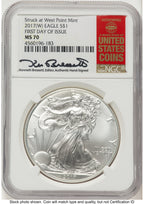 2017-(W) Silver Eagle FDI Kenneth Bressett Red Book NGC MS70