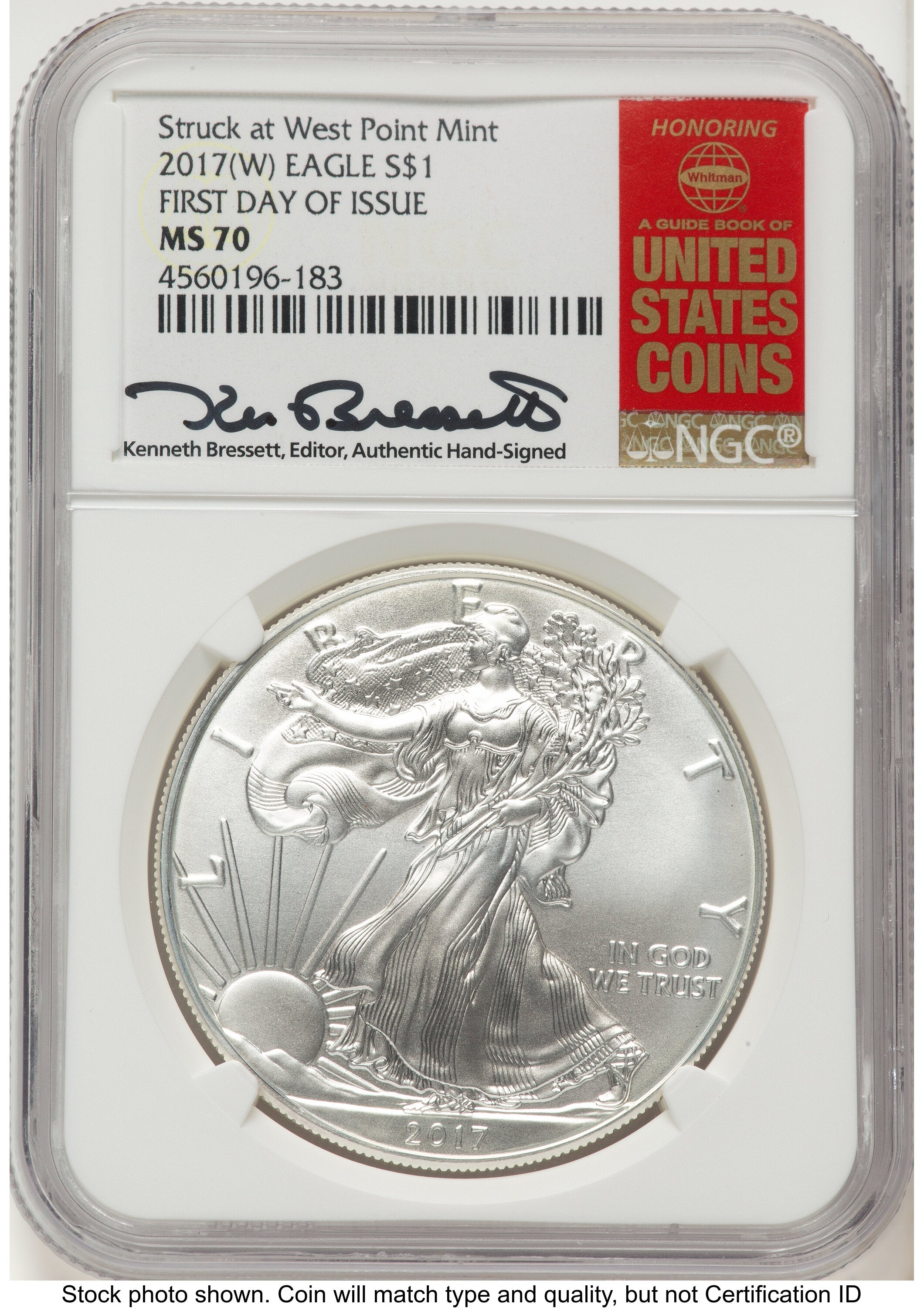 2017-(W) Silver Eagle FDI Kenneth Bressett Red Book NGC MS70