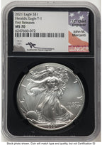 2021 Silver Eagle Type 1 FR John NGC MS70 Mercanti
